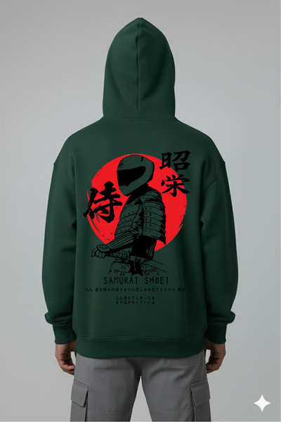 LORVEX سويت شيرت ساموراي شويي ذو طباعة رقمية كبيرة الحجم للجنسين