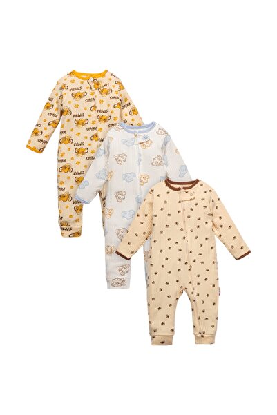 EXTRAÇARŞI Boys 9-18 Months Zippered Simba 3-Piece Single Jumpsuit Set