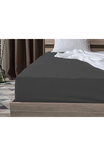 OEM Fitted Bed Sheet 160x200x25cm Cotton Knit Dark Grey
