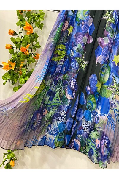 edu collection Patterned Midi Length Chiffon Bell Skirt Length 85 cm