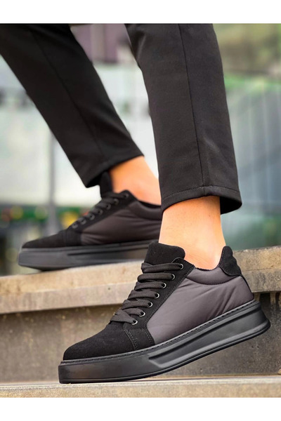 Zerenyus Zr-046 Black Parachute Fabric High Sole Casual Sports Shoes