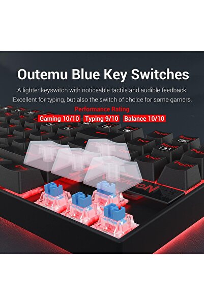 REDRAGON K552 Mechanical Gaming Keyboard — 60% Compact 87-Key, Wired, Blue-Equivalent Switches, Re