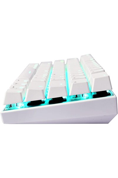 MOTOSPEED CK62 61-Key Mechanical Gaming Keyboard with RGB Lighting, Bluetooth & USB, White, Blue Swi