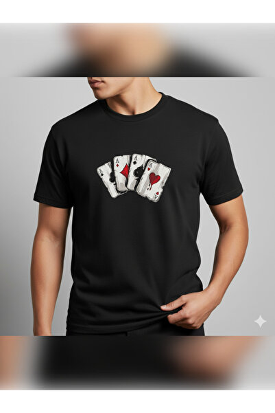 TİMİSİVA تي شيرت أسود بأكمام قصيرة وياقة دائرية من القطن مطبوع عليه 4 ISKANBİ...