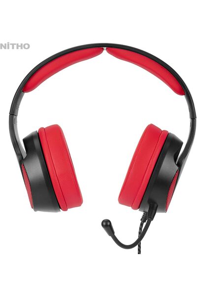 Nitho Janus Stereo Gaming Headset for PC, PS4, PS5, Xbox - Red, Wired Over-Ear