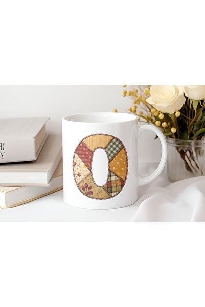 Beramussa كوب بتصميم مُرقع بطابع الخريف والشتاء بحرف O - هدية خاصة لمحبي الأز...