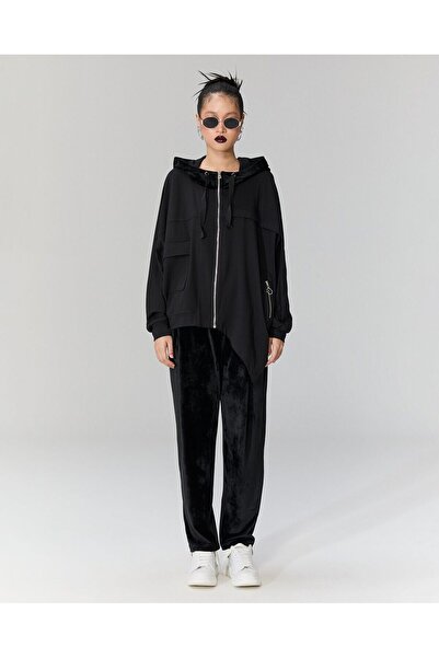 LAMANTE Kadife siyah pantolon-L