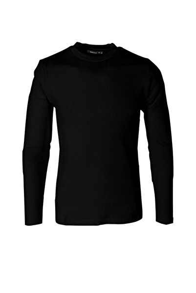 trender Suprem Parçalı Waffle Erkek Sweat 5073-1 SİYAH-EKRU