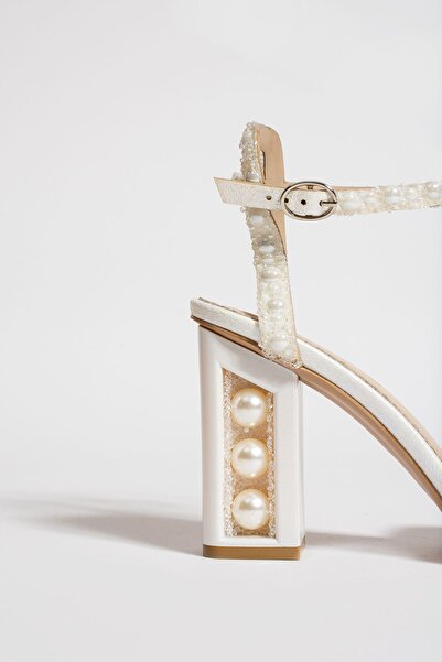 es exello حذاء زفاف فيولا ذو كعب سميك ومطرز بدقة