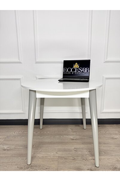 ECCES BB 90 x 90 Yuvarlak Masa Beyaz MDF (Sadece Masa) Masa Mutfak Masası Bal...