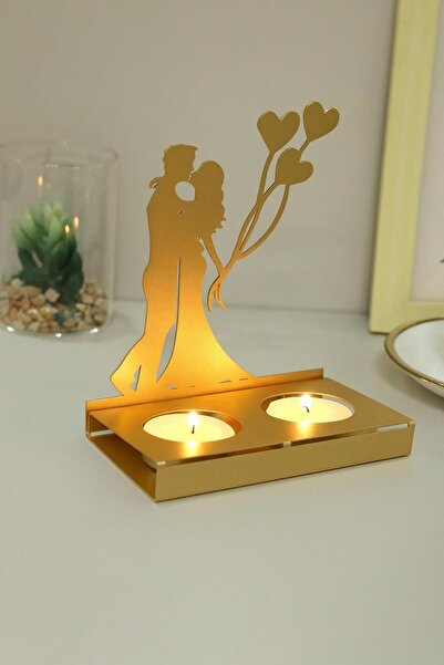 VENON 💖METAL MAT GOLD ÖZEL SERİ Romantik Kalpli Dekoratif Mumluk Sevgililer ...