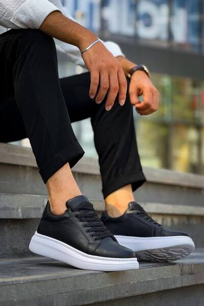 Kuback حذاء رجالي كاجوال من الجلد الأسود طراز KB-DX46