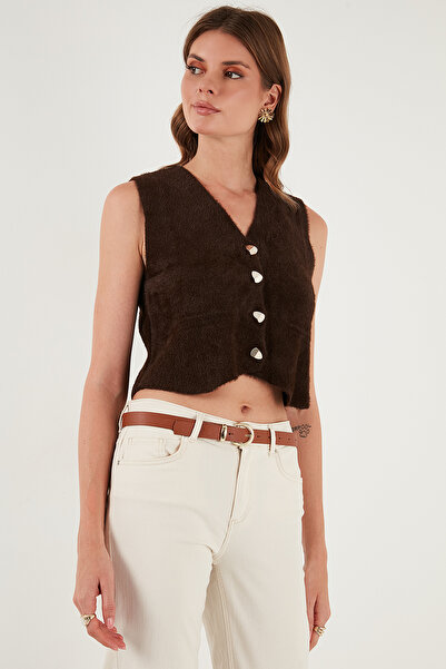 Lela Регулярна кройка, V-образно деколте, мека текстура, копчета, жилетка ЖИЛЕТКА 4615241