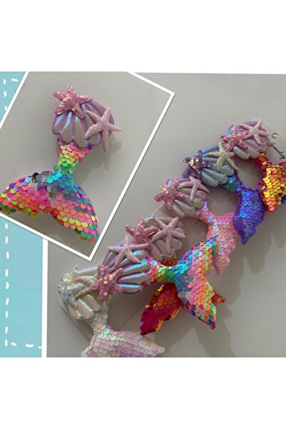 RSTM butik deniz kızı çok renkli pullu parlak toka