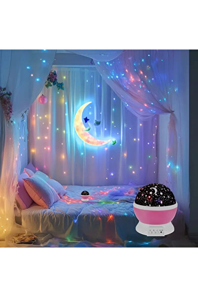 Genel Markalar Renkli Yıldız Yansıtmalı Küre Tip Gece Lambası, Sıcak ve Şık A...