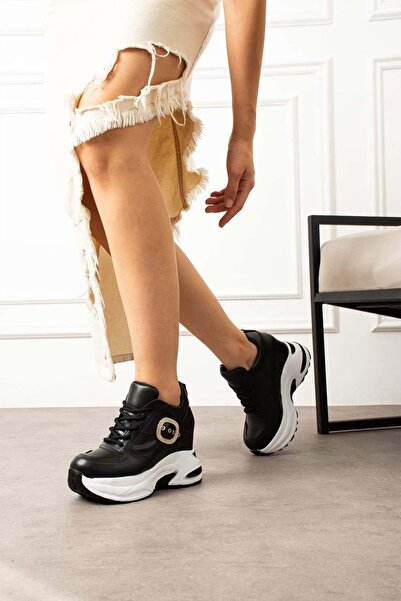 Modanizm Vixen Black Hidden Heel Sneakers