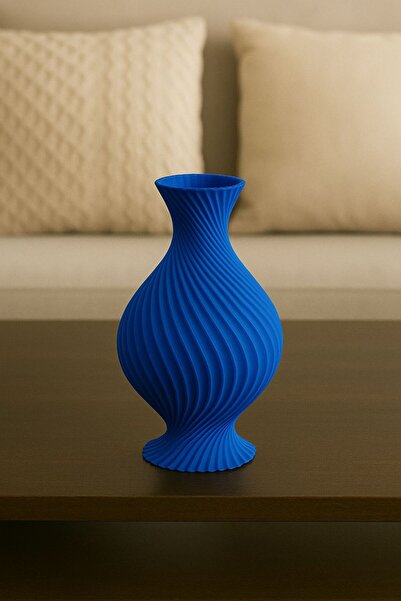 Havalı Tasarım Modern Spiral Desenli 3D Baskı Dekoratif Vazo – | 16,5 cm