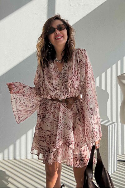 ELVAN TOLON Animal Patterned Chiffon Dress