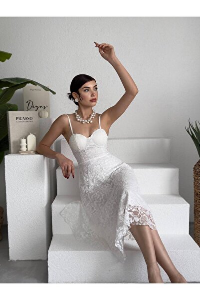 EtikaOnline Askılı Kiloş Dantel Elbise