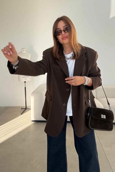 ELVAN TOLON Jachetă maro supradimensionat