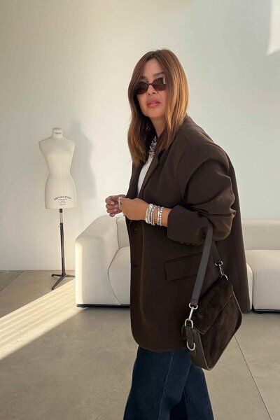 ELVAN TOLON Jachetă maro supradimensionat