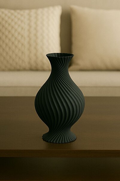 Havalı Tasarım Modern Spiral Desenli 3D Baskı Dekoratif Vazo – | 16,5 cm