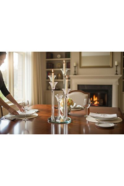 ROY KING KRİSTAL 5'Lİ ŞAMDAN 39 CM