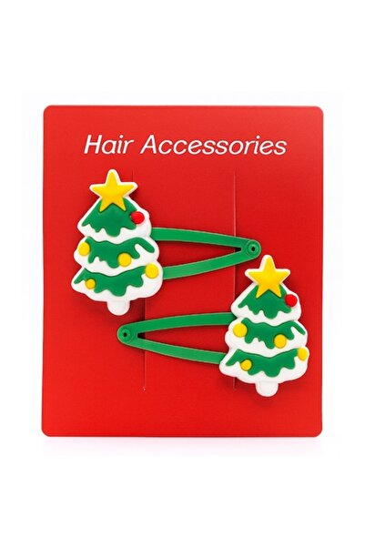 OEM Set 2 agrafe de păr de Crăciun, model brad, ideale pentru fete