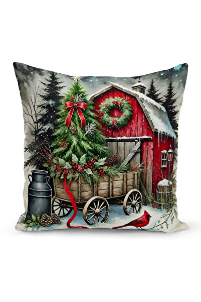 Bertille Home New Year Series Double-Sided Digital Printed Set of 4 Throw Pillow Covers (Christmas Cushion Cover)