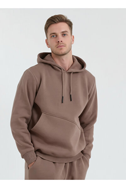 Sizce Moda Καφέ Σετ Φούτερ με 3 Πλαϊνές Τσέπες (Μαλακό Ύφασμα με Μάλλινο Εσωτερικό)