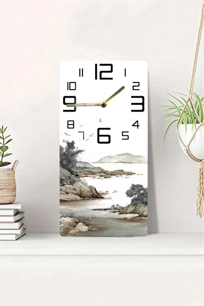 kutuTR Doğa Manzaralı Temperli Cam Tablo Saat 30x60 cm | HD UV Baskı– CUSD199