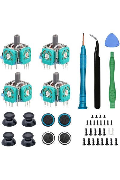 TERRIFI 4-piece 3D Analog Thumbstick Replacement Kit for PS5 DualSense Contro...