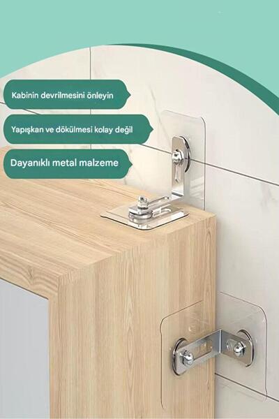 Dihamer Yapışkanlı Raf Destek Aparatı Dolap İçi Raf Tutucu Sabitleme Klipsi Askı Deprem Koruması