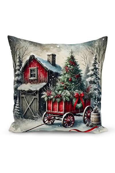 Bertille Home New Year Series Double-Sided Digital Printed Set of 4 Throw Pillow Covers (Christmas Cushion Cover)