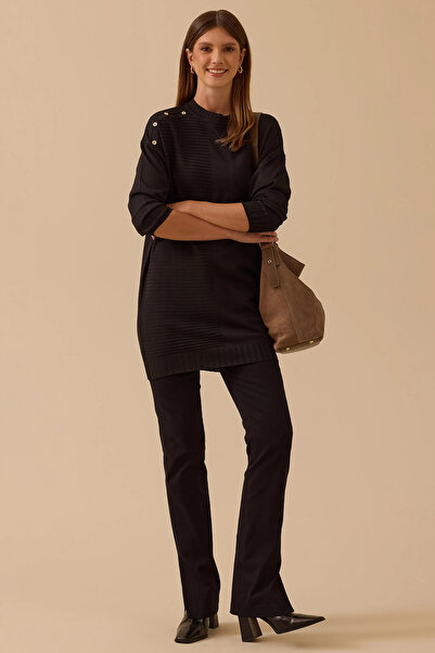 SEÇİL Women's Button Detailed Knitwear Tunic 1010 Black