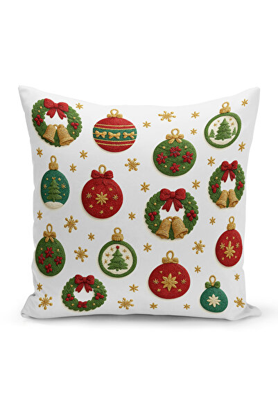 Bertille Home New Year Series Double-Sided Digital Printed Set of 4 Throw Pillow Covers (Christmas Cushion Cover)