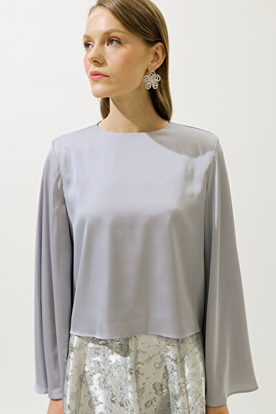 Manuka Saten Wide Sleeve Blouse Lila