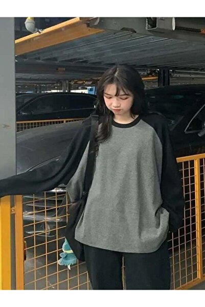 8line Mâneci raglan antracit basic unisex Swea tricou