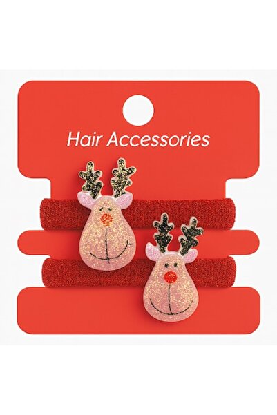 OEM Set 2 elastice pentru Crăciun, model cu reni, ideal pentru fete, cadou de Crăciun, roșu