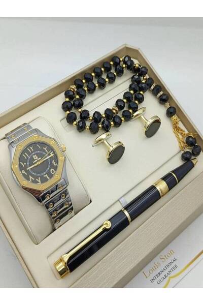 CN Men's set, waterproof watch, cufflinks, pen, rosary, and luxury box