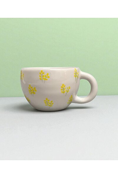 Sonmez Art Flower Pattern Handmade Ceramic Cup Mug