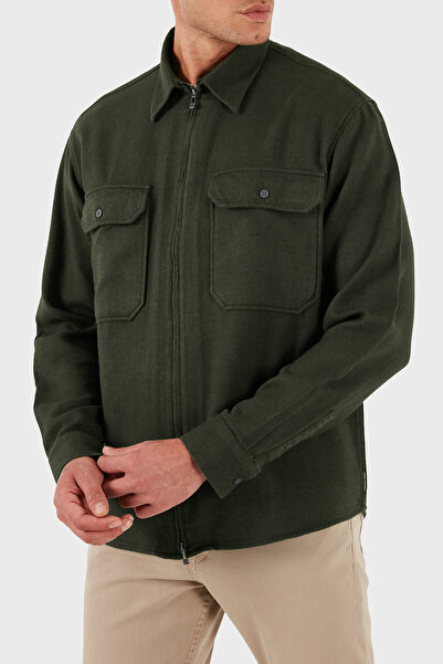 Armani Exchange Cotton Regular Fit Zipper Pocket Shirt Men's Shirt Xm001140 Af16611 F8022