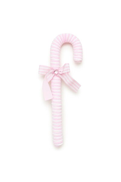 OEM Decorațiune pentru brad de Crăciun - stil baston de bomboane, temă bomboane/dulciuri, 32 cm, roz/alb