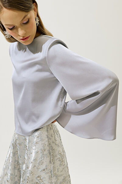 Manuka Saten Wide Sleeve Blouse Lila