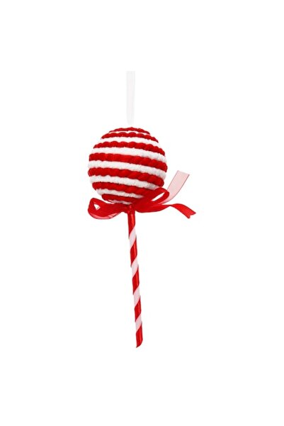 OEM Christmas Tree Decoration, Candy Cane Model, 3D, Textile Material, Handmade, 18 x 6 cm, White/Red