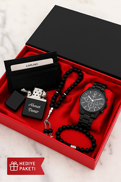 nw northwatch Kişiye Özel Erkek Hediye Seti – Gümüş Saat, İsim Yazılı Çakmak,...