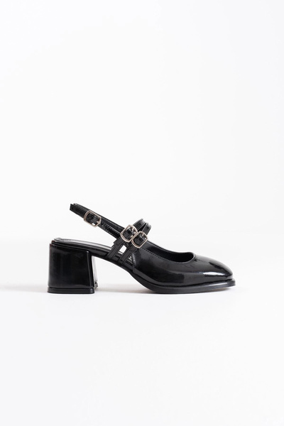 Momshopp Черни дамски обувки с висок ток от лакирана кожа TR02MS03A