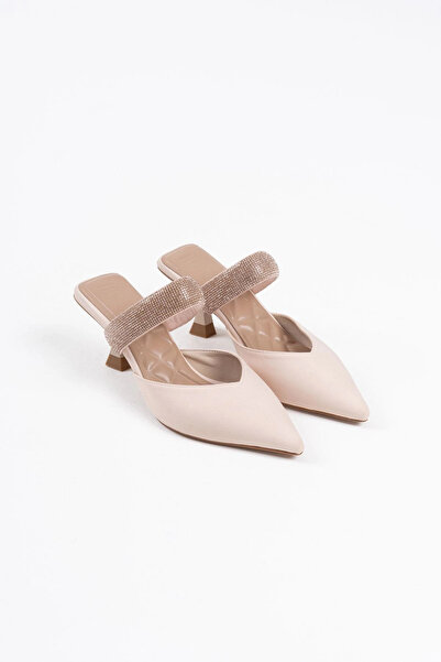 TB Terzi Bey Nina Heeled Beige Women's Slippers