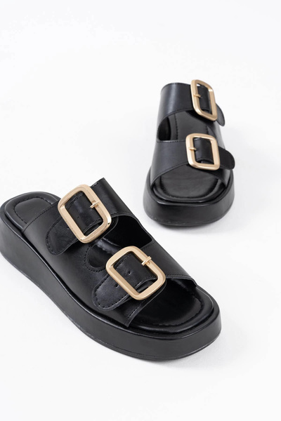 TB Terzi Bey Nare Black Skin Slippers