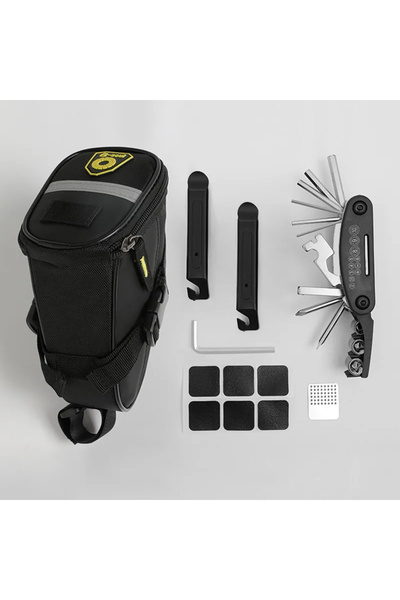 Choice1 مجموعة أدوات إصلاح الدراجات المحمولة (3 قطع) - مضخة هواء - حقيبة سرج ...